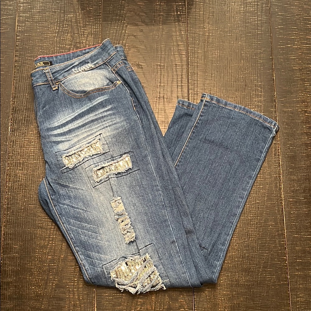 L&B Blue Straight Leg Jeans with Vintage Distressing